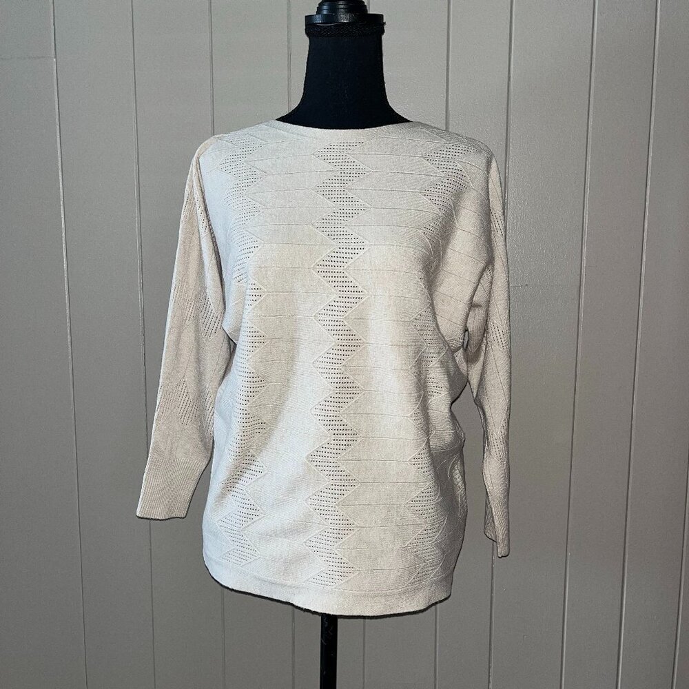 Vila Milano Beige Textured Knit Sweater - M